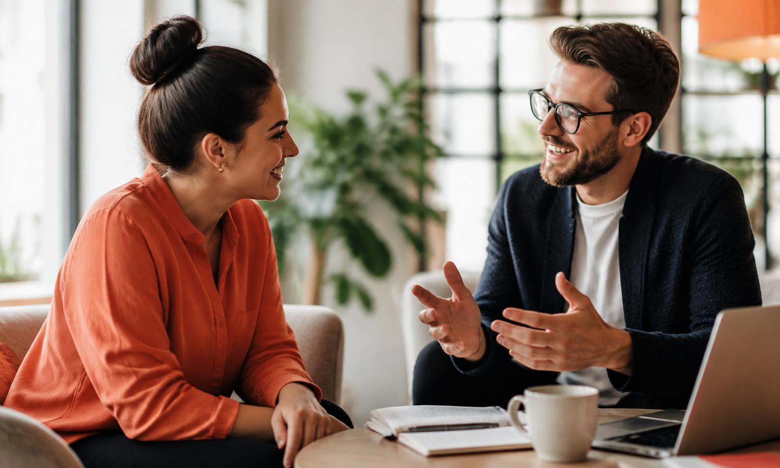 Two professionals in an energetic coaching session